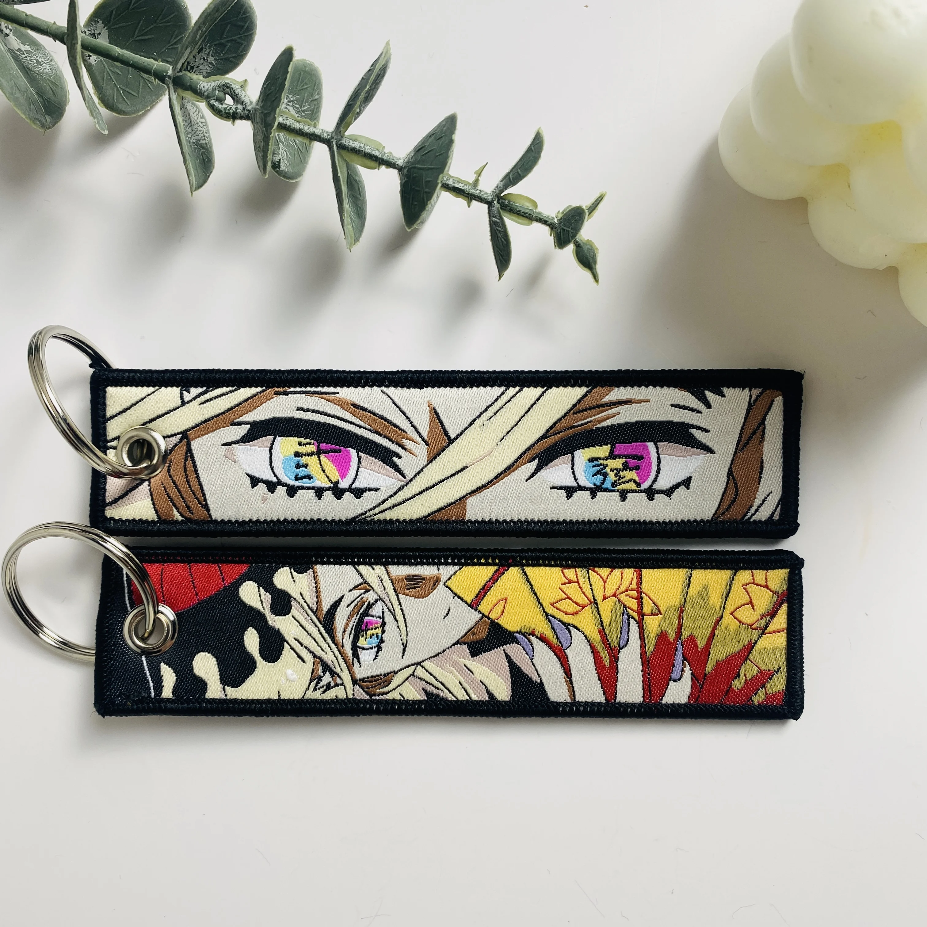 Japanische Anime Schlüssel bund coole Stickerei Schlüssel anhänger Motorräder Autos Rucksack Schlüssel halter Schlüssel ring Geschenke Original – Detail 9