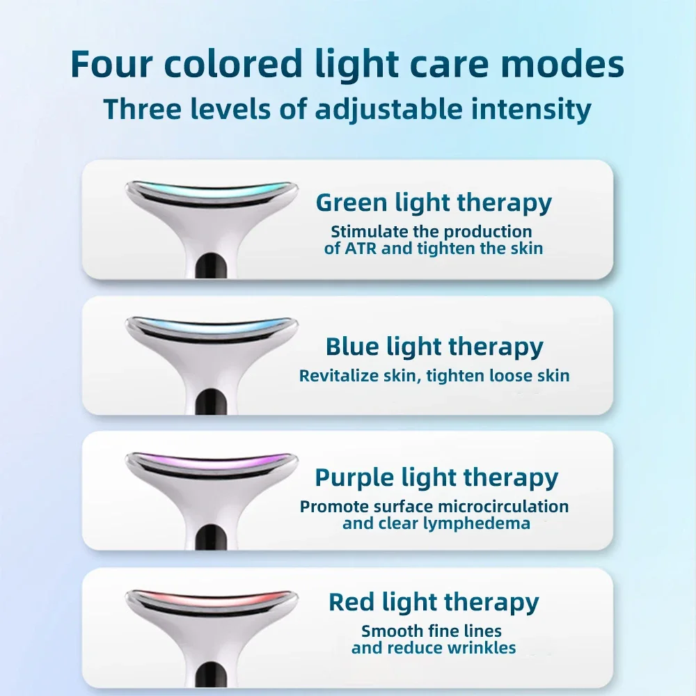 4 Color Neck Beauty Device EMS Face Lifting Machine Double Chin Remover LED Anti Wrinkle Skin Tightening Care Facial Massager facial massager,facial massage instrument,beauty instrument,led light therapy tool