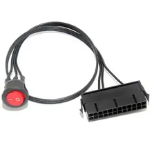 

24-Pin Female ATX PSU PC Power Supply Starter Tester Start Up Jumper Ridge Cable with ON/OFF Switch, 50cm