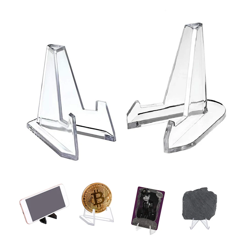 10Pcs Acrylic Coin Stand Small Display Easel Rack for Collectable Challenge Coin Capsule Badge Medal Trading Game Card Holder