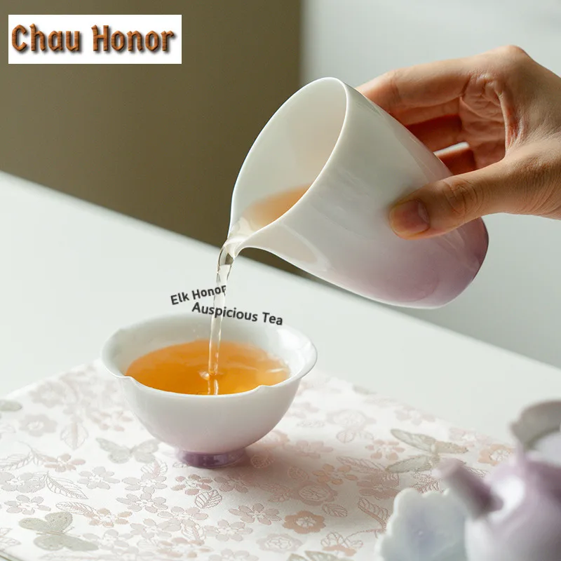 90ml Gradient Purple Ceramic Teacup Zen Tea Bowl Water Jug Tea-tasting Fragrance Cup Jianzhan Master Cups Tableware Accessories