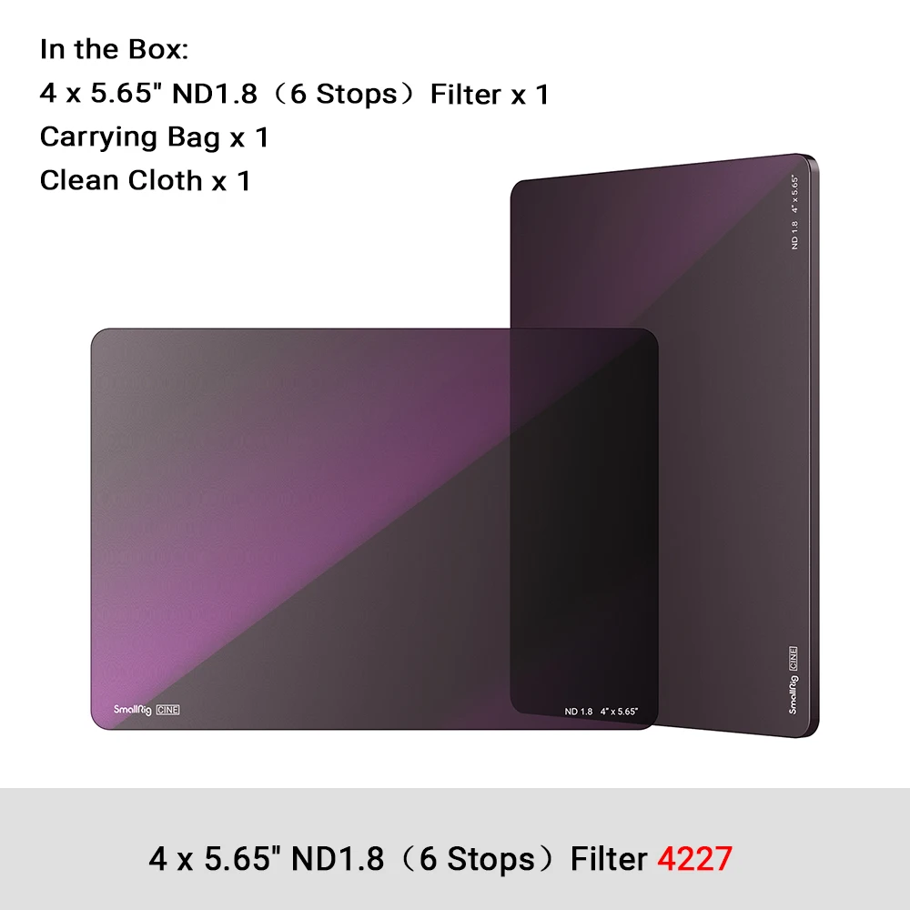 SmallRig 4 x 5.65 ND Filter 0.3 /0.9/1.5/1.8/2.1(1/3/5/6/7 Stop) Waterproof Anti-scratch With 4 x 5.65" For Matte Box System 4