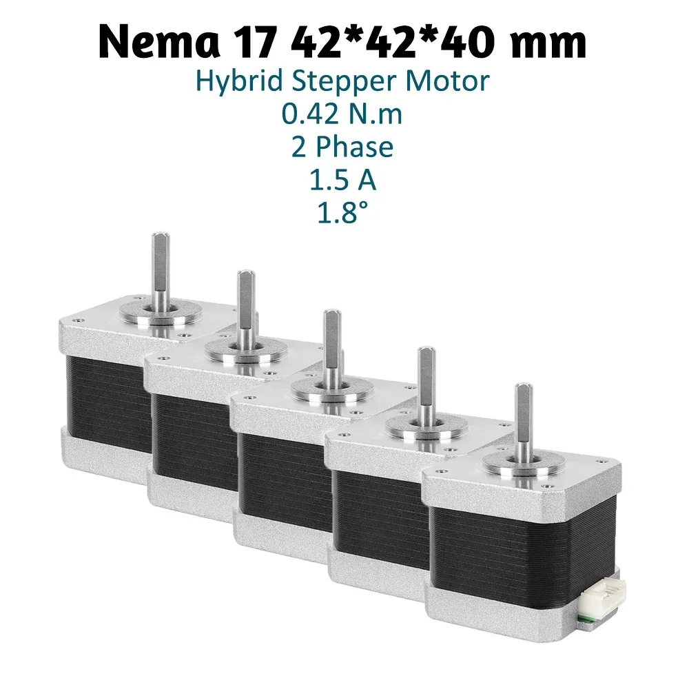 3D 프린터 조각기 기계 CNC 키트용 Nema 17 스테퍼 모터, 42mm 플랜지, 42N.cm, 4 리드, 1.5A, 2 상 스테퍼 모터