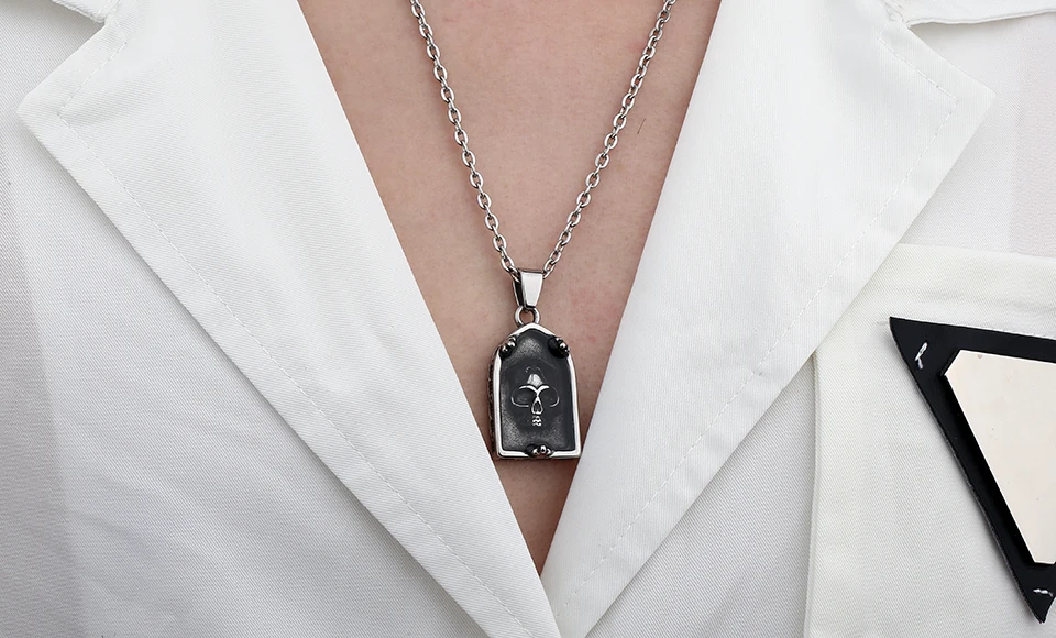 Dropshipping Metal Skull Pattern Pendant Necklace With Epoxy Unisex Punk For Man Stainless Steel Accessories Lovers Gift