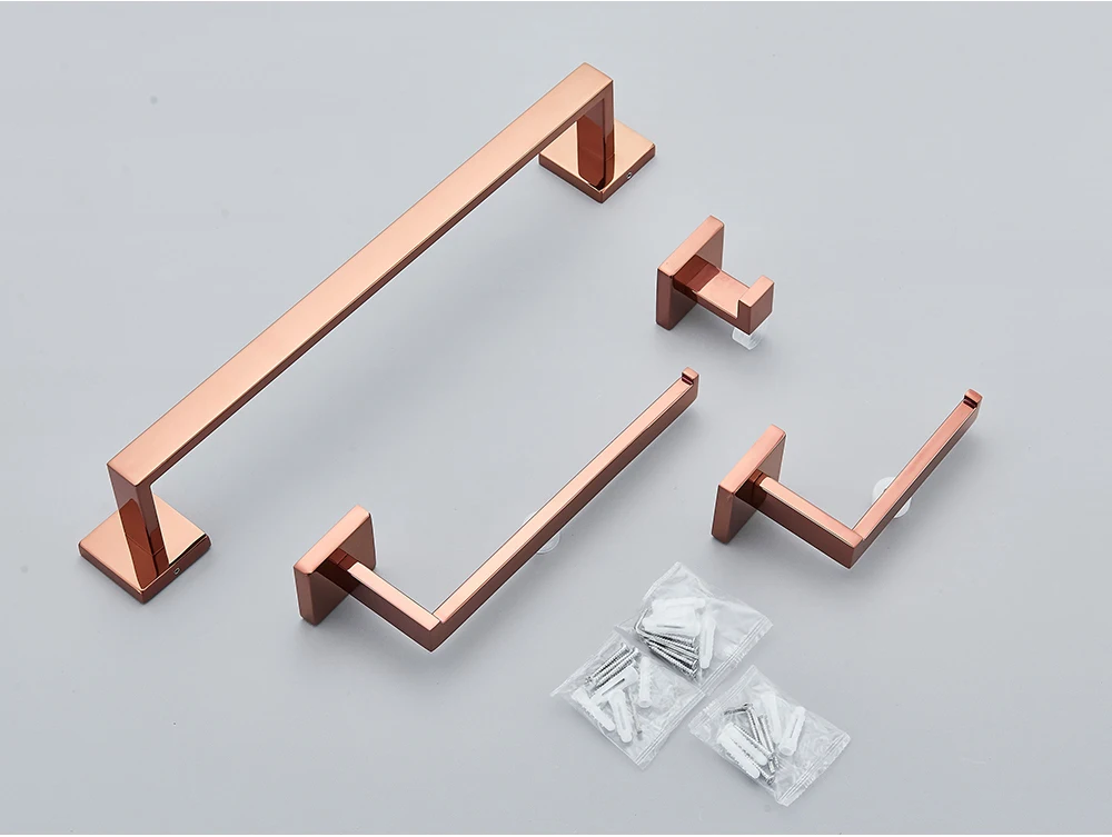 Rose Goldene Bad Hardware Set Wc Zubehör Handtuch Rack Wc Papier Halter Handtuch Bar Edelstahl Bad Zubehör – Detail 10