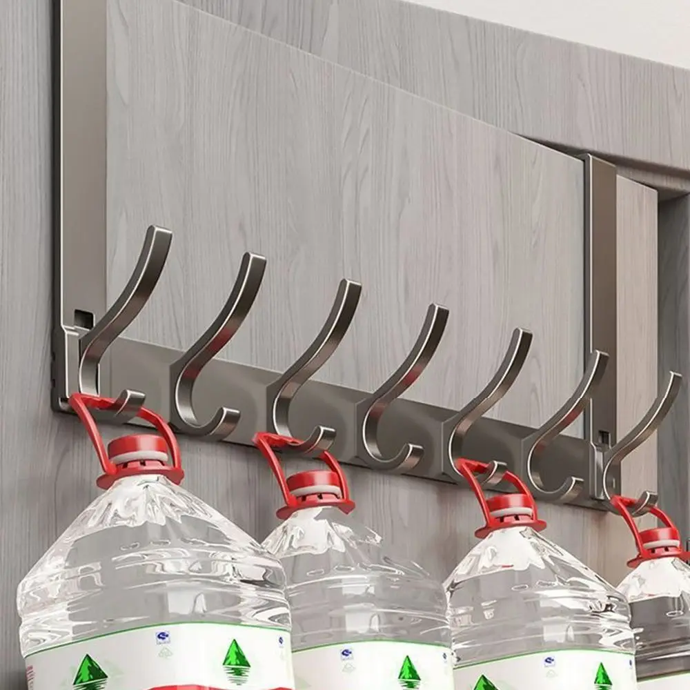 Punch-free 6/7/8 Door Hook Storage Holder Traceless Door Back Storage Rack Kitchen Accessories Bathroom Organizer Rack Coat Hook