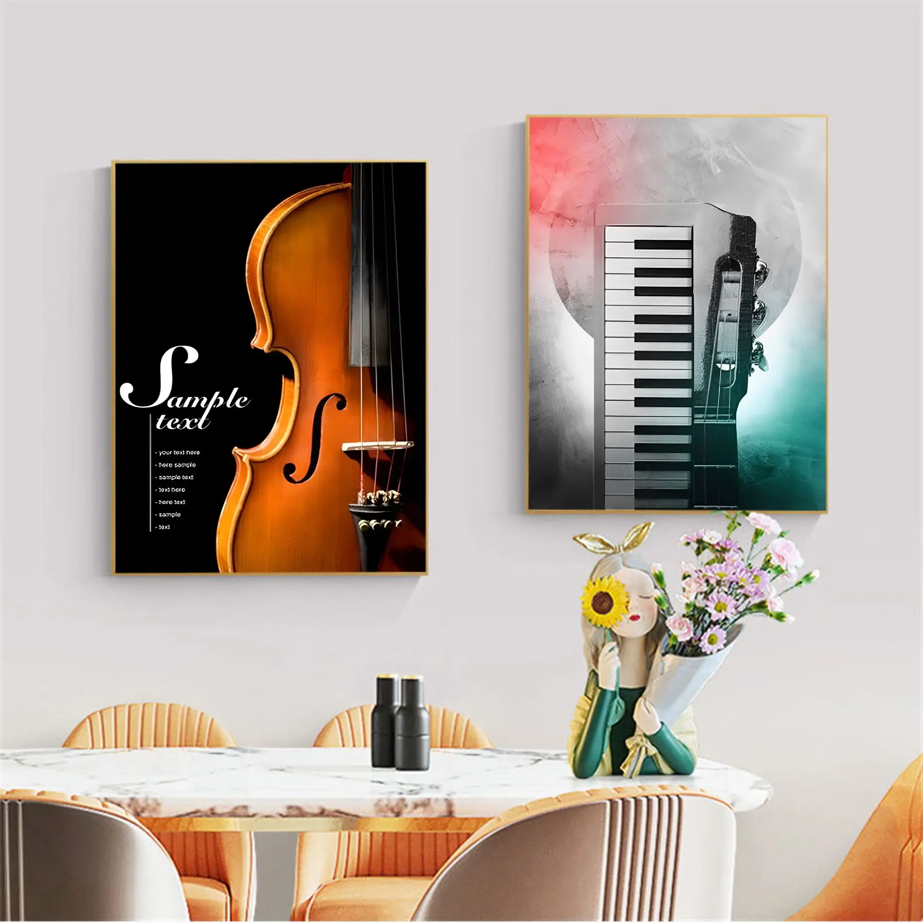 

Guitar Piano Classic Vintage Posters Whitepaper Sticker DIY Room Bar Cafe Aesthetic Art Wall Painting