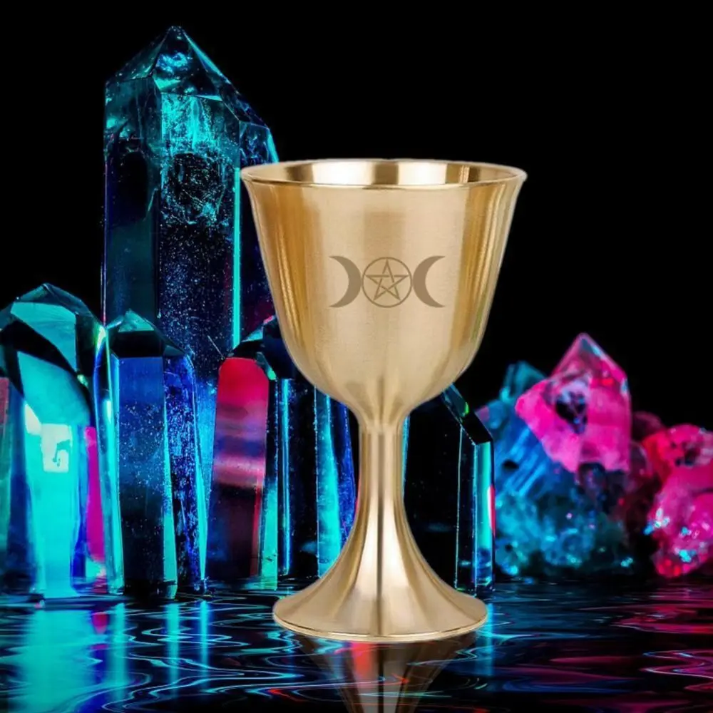 

Пятифазный Кубок Луны, изысканный астрологический инструмент для гадания, домашний декор, латунная кружка с элементами воды, церемониальная чашка