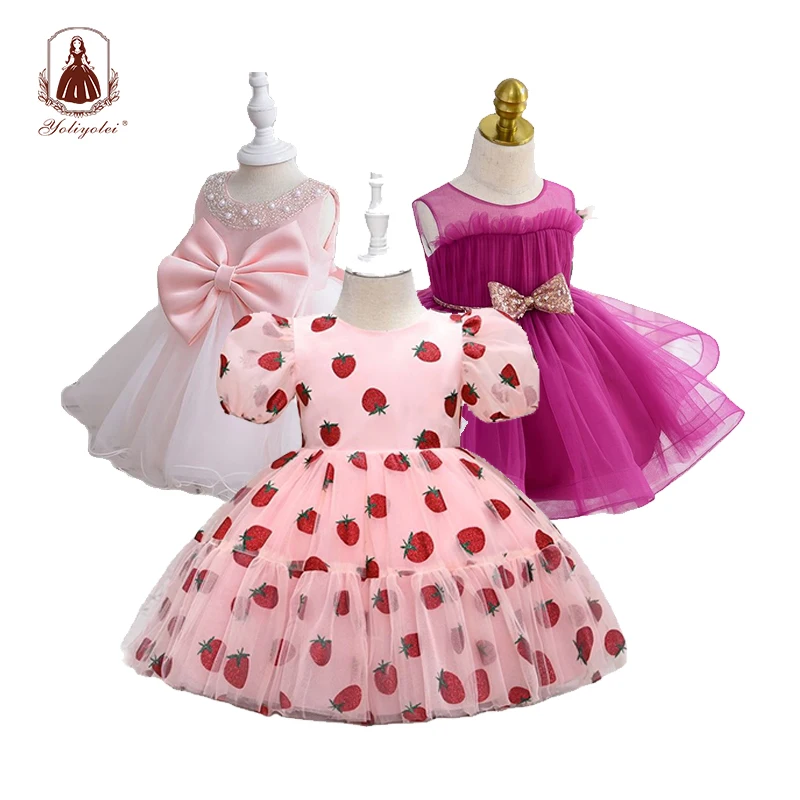 

Yoliyolei Puffy Baby Girl Dresses 1 Year Birthday Cute Kids's Child Below Knee Sweet Party Princess Christmas Ball Gowns