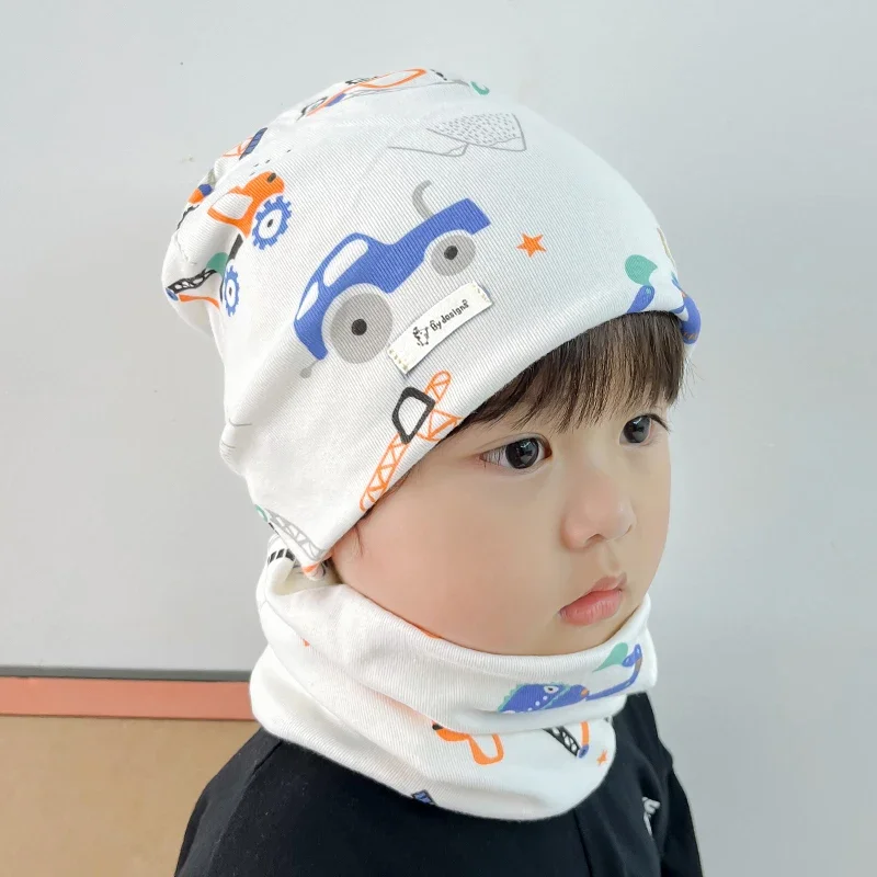 Cotton Baby Hat Scarf Set for Kids Winter Spring