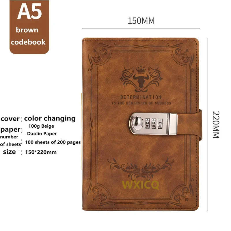 

Ретро-книжка с паролем формата А5 на 200 страниц со встроенной оригинальной ручкой, ученический блокнот, канцелярские товары, блокнот