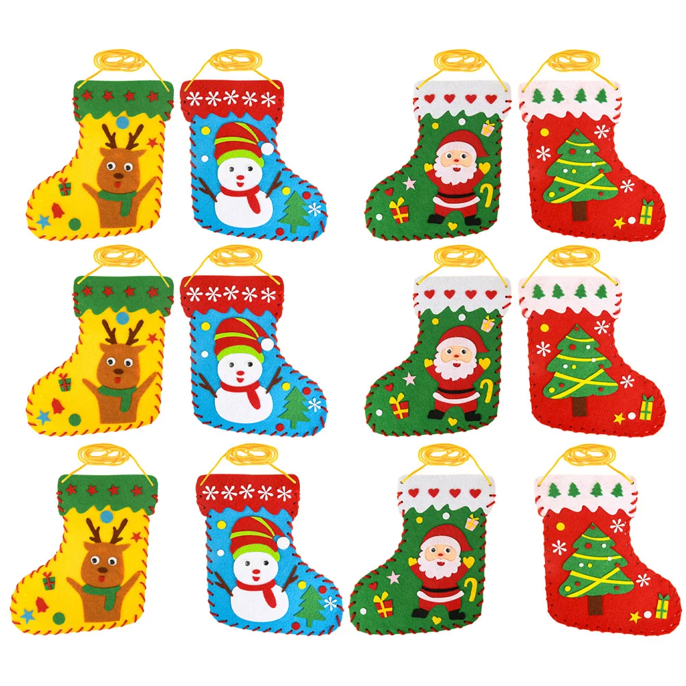 

Christmas Craft Diy Felt Stockings Ornaments Handmade Xmas Felt Stocking Sewing Kit Kids Santa Snowman Reindeer Tree Wall Door