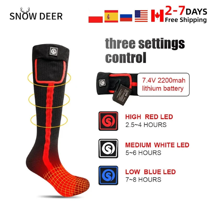 Chaussettes Chauffantes Rechargeables 4000 MAh - 3 Niveaux (40°C-50°C), Pour Randonnée, Ski, Camping - 5