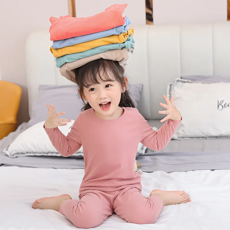 Children Underwear Suits Autumn Winter Kids Thermal Underwear Sets Baby Warm Clothes Boys Girls Tops + Pants Sleepwear Pajamas Soft Warm Children Clothing