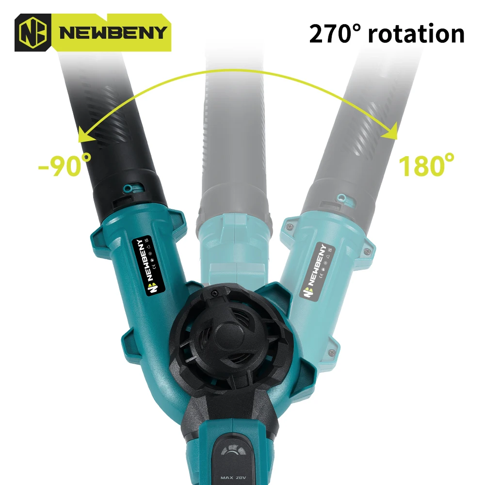 NEWBENY Copper Motor Electric Snow Air Blower 3 Gears Cordless Rotatable Leaf Cleaner Garden Power Tools For Makita 18V Battery 3