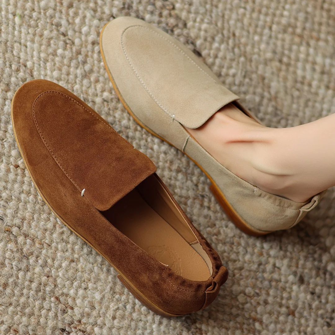Luna | Women's Gold Chain Loafers Round Toe Slip-On Flats