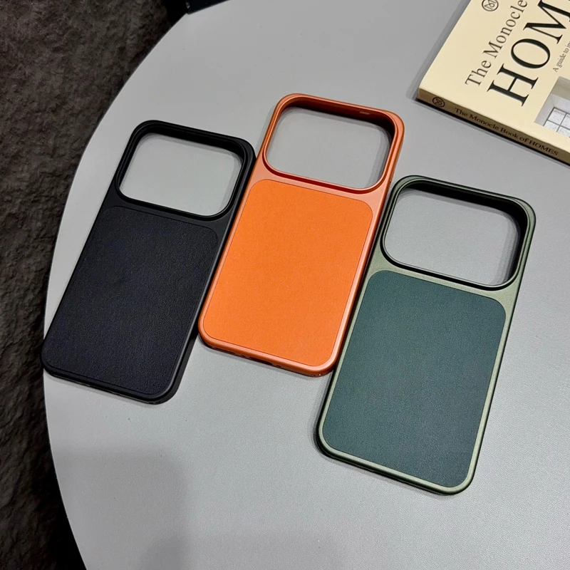 Vegan PU Leather Case with Matte Electroplated Edges and Built-in Magnet