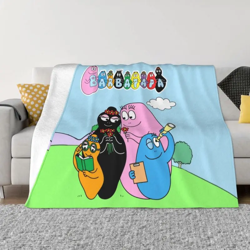 

Barbapapa Mom Dad And Two Kids Blanket Soft Fleece Spring Warm Flannel TV Series Throw Blankets for Sofa Outdoor Bedding Quilt