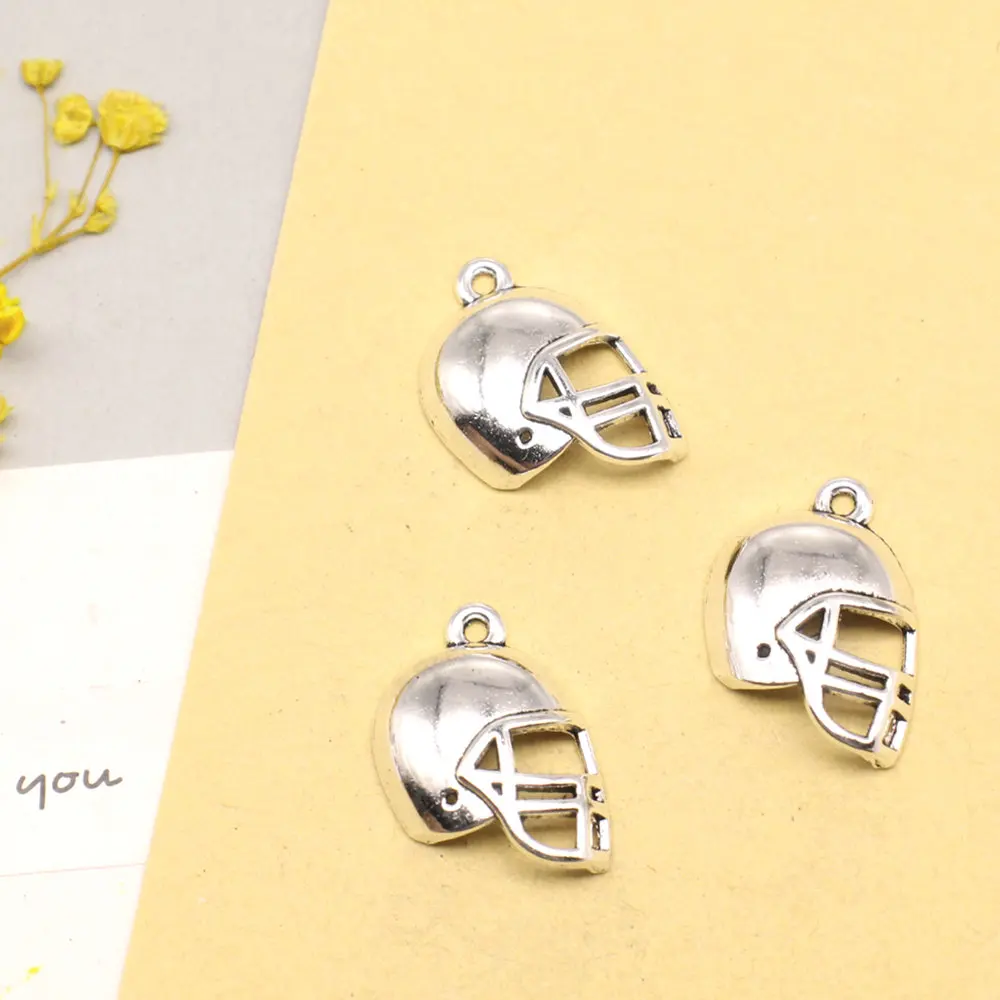 

10pcs 14x20mm Helmets Charms Jewellery Making Pendants For Crafts Body Jewelry Antique Silver Color