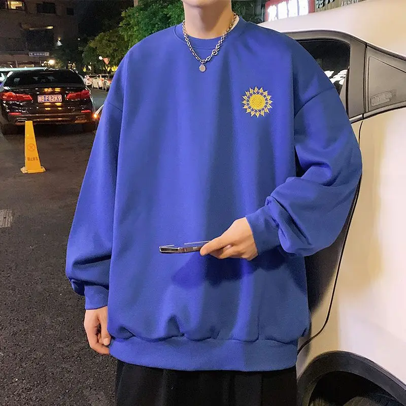 Fashion O-Neck Loose Printed Casual Sweatshirts Men's Clothing 2023 Autumn Winter Oversized All-match Tops Korean Sweatshirts