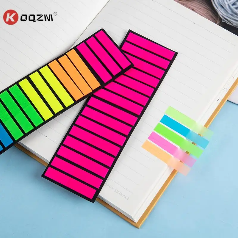 

300Pcs Index Stickers Transparent Fluorescent Index Tabs Flags Sticky Note Stationery Children Gifts School Office Supplies