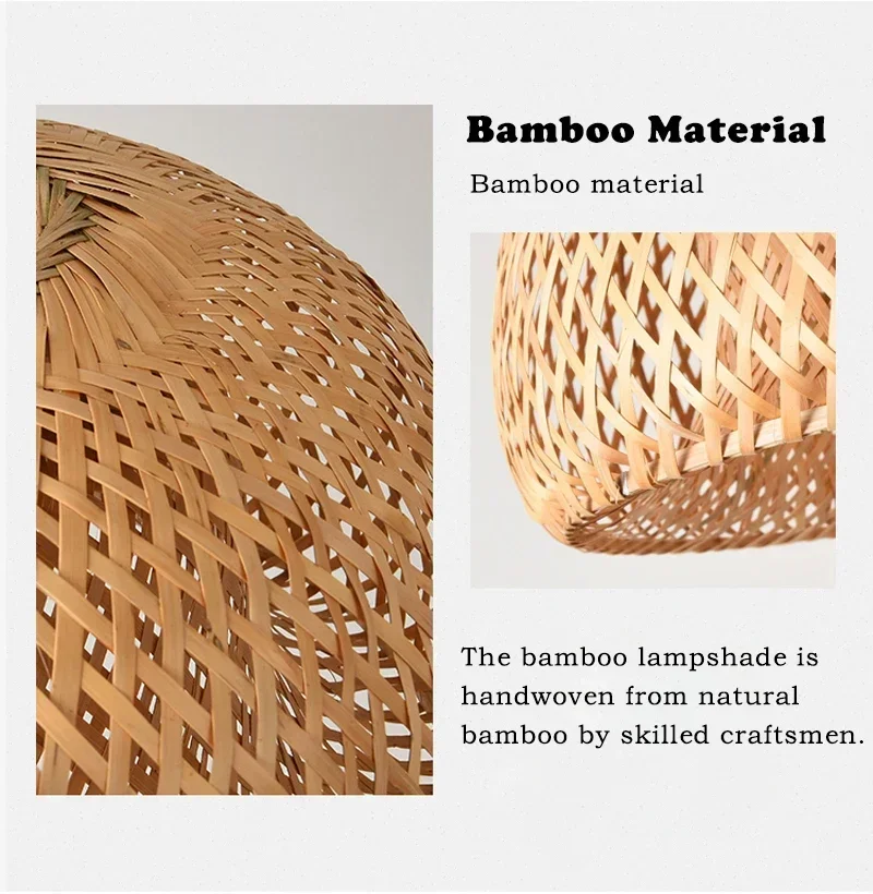 Bamboo Lantern 38/45cm Pendant Lamp Natural Rattan Wicker E27 Chandeliers Hand-Woven Lampshades Lighting Fixture Hanging Light