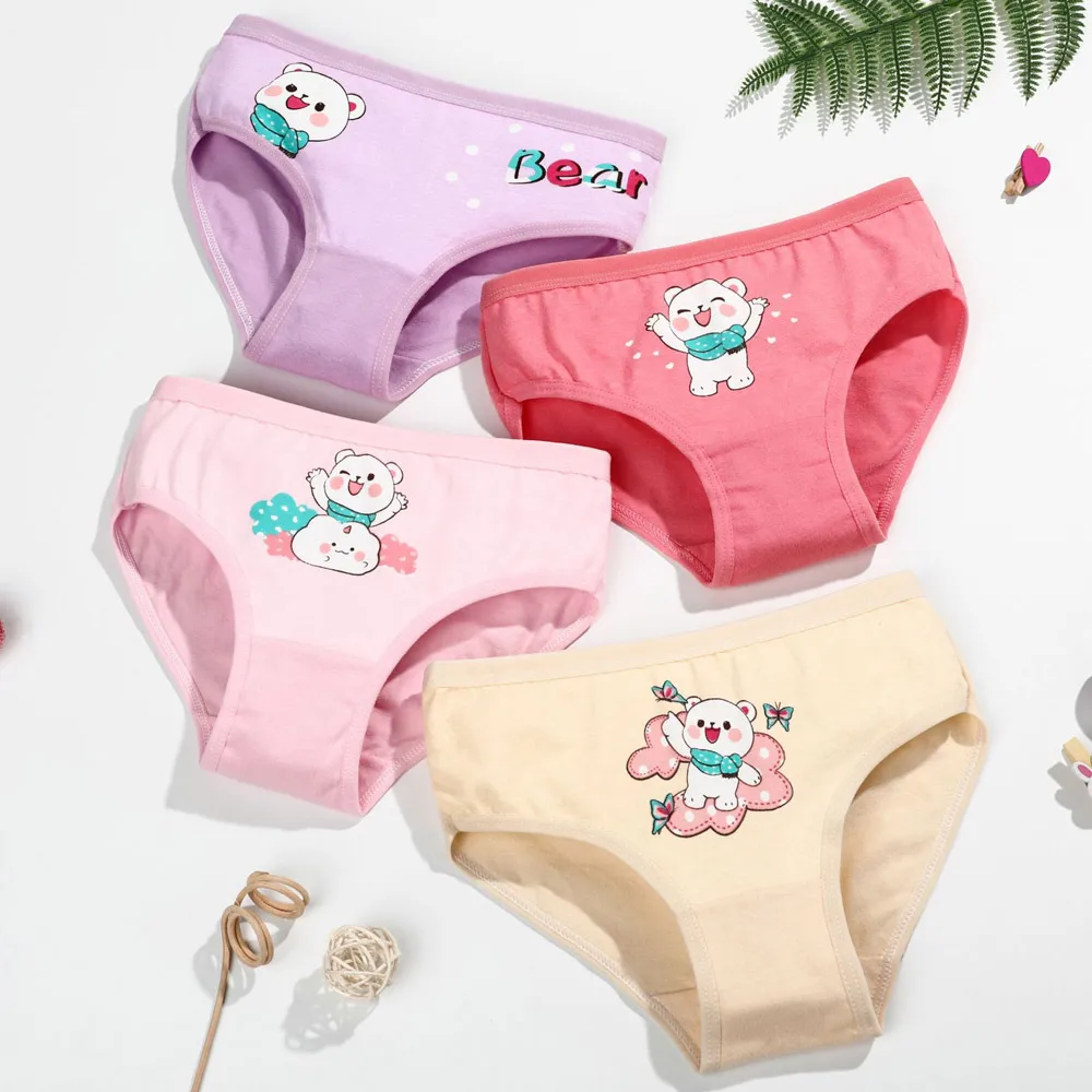 1/4/8/12 Pcs Children Girls Panties Sets Cotton Pretty Cute Cartoon Unicorn Print Child Underwear for Girl Kid Boxer Breathable 4