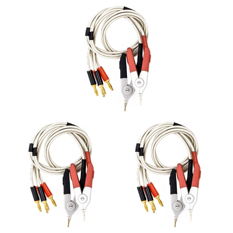 

3 Pair Insulated Banana Plug Clips Cable Low Resistance LCR Clip Probe Leads Test Meter Terminal Kelvin New