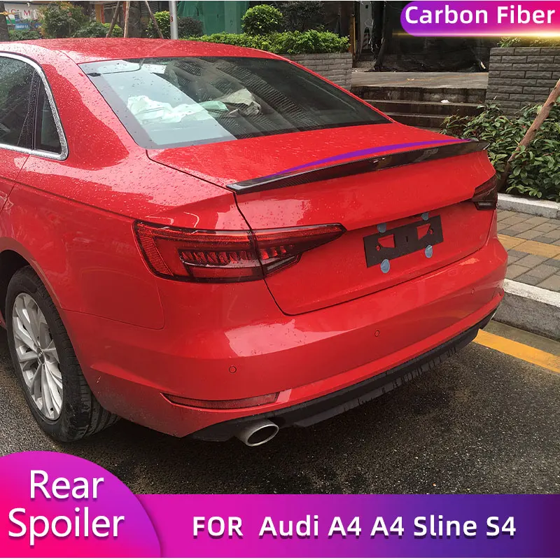 탄소 섬유 자동차 리어 트렁크 스포일러 윙, 아우디 A4 A4 S라인 S4 세단 2017 2018, 자동차 리어 스포일러 테일 부트 리드 윙 립