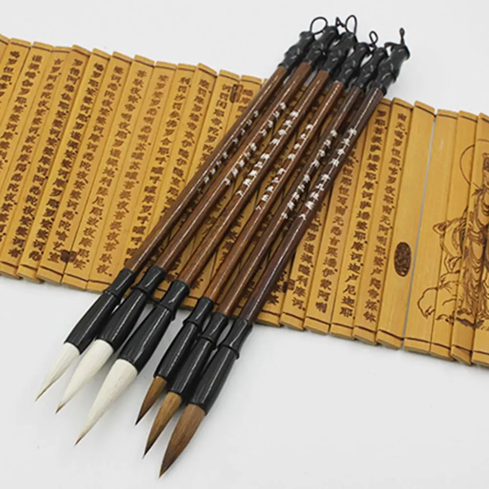 WUERKIYA Set di 10 Pennelli Cinesi, Calligrafia Professionale, Pennello da Scrittura, Pennello da Disegno Kanji Giapponese Sumi per Calligrafia con Scritte a Mano Kanji Giapponese
