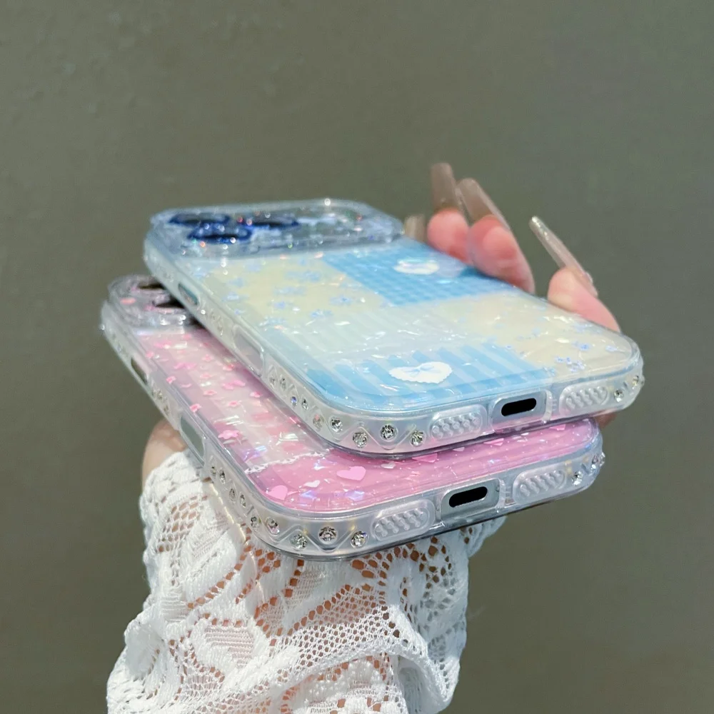 Luxury Glitter Diamond Floral Phone Case - Laser Cute Flower Protective Shockproof Cover