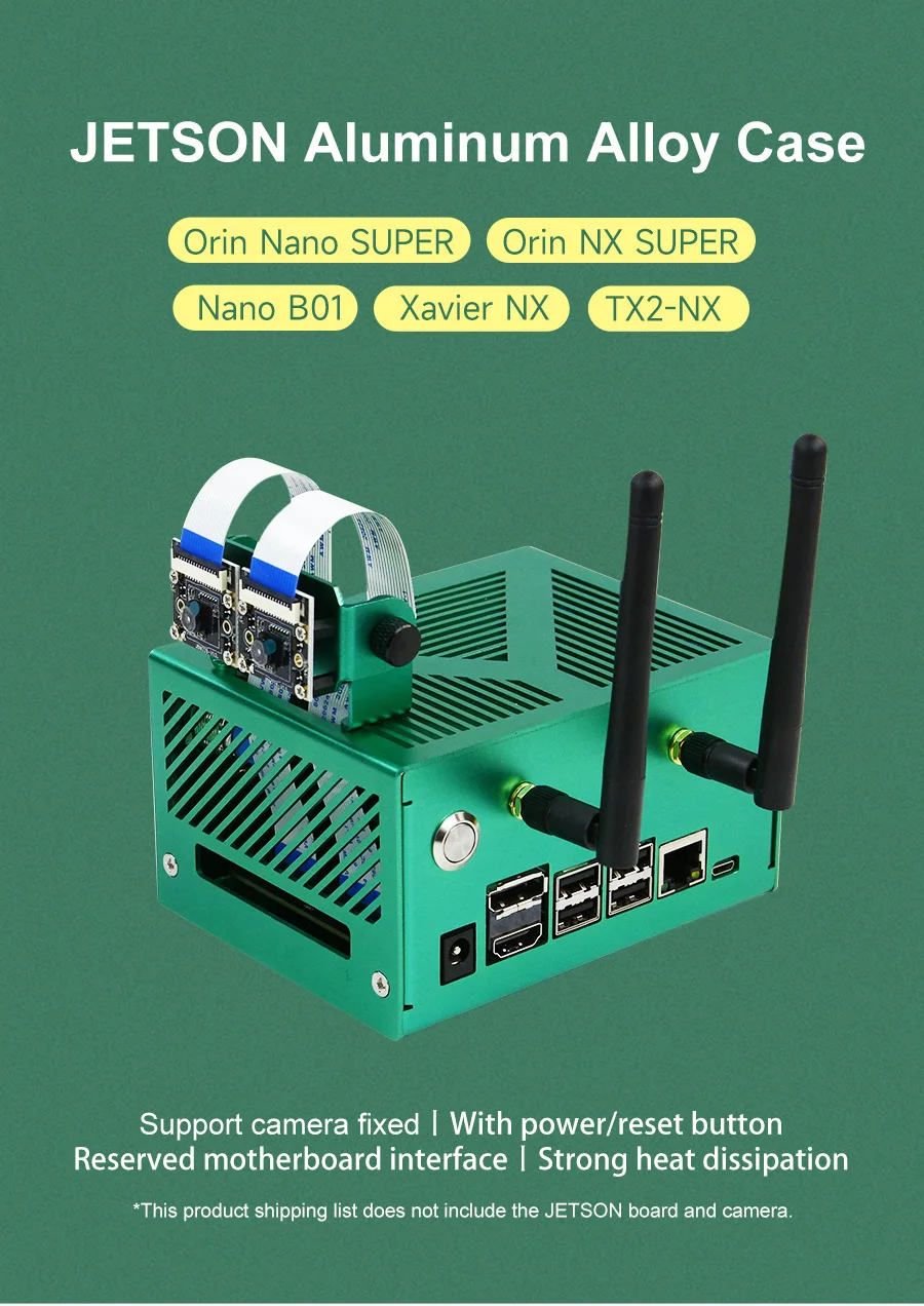 Yahboom Jetson Nano Gehäuse aus Aluminiumlegierung für Jetson Nano B01/Orin NX SUPER/Orin NANO SUPER mit Kamerahalterung Netzschalter – Detail 9