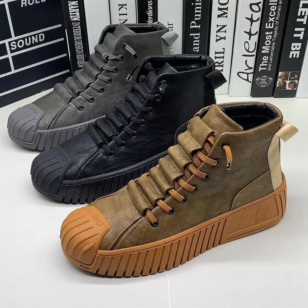 

Men Boots 2024 Spring Autumn Increased Boots Fashion Casual Shoes Board Shoes High Quality Outdoor Boots British Style
