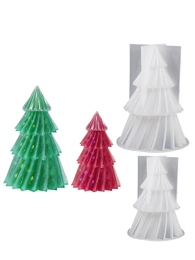 Description Picture 2 of item3D  Christmas Tree Candle Silicone Mold DIY Christmas Candle Making Handmade Soap Plaster Resin Mold Christmas Gift Home Decor