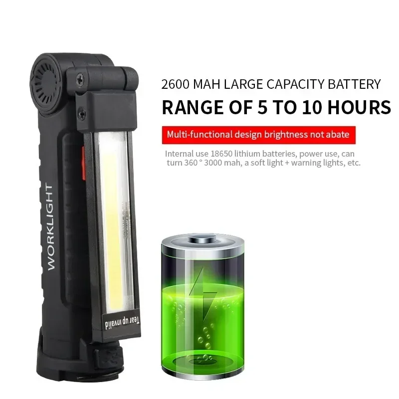 1-5Pack Portable COB LED Flashlight USB Rechargeable Work Light Magnetic Lanterna Hanging Lamp Built-in Battery Camping Torch