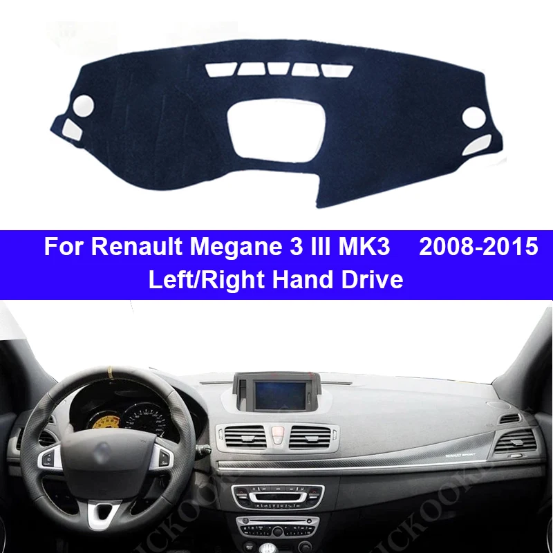 Car Dashboard Cover For Renault Megane 3 III MK3  2008-2015 Center Console Protector Carpet  Dashmat Sun-shade Accessories