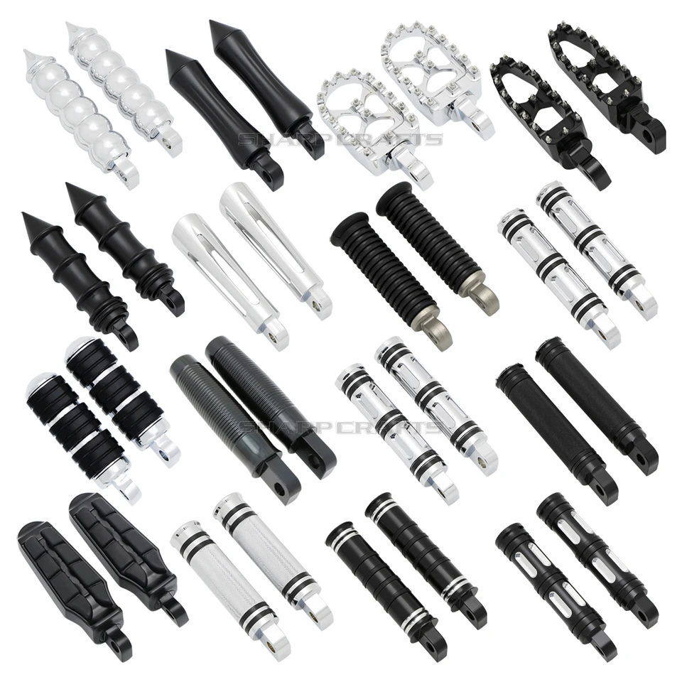 Poggiapiedi In Alluminio CNC Per Harley Davidson: Nero, Attacco Maschio, Set DX/SX Per Sportster Touring Dyna Softail