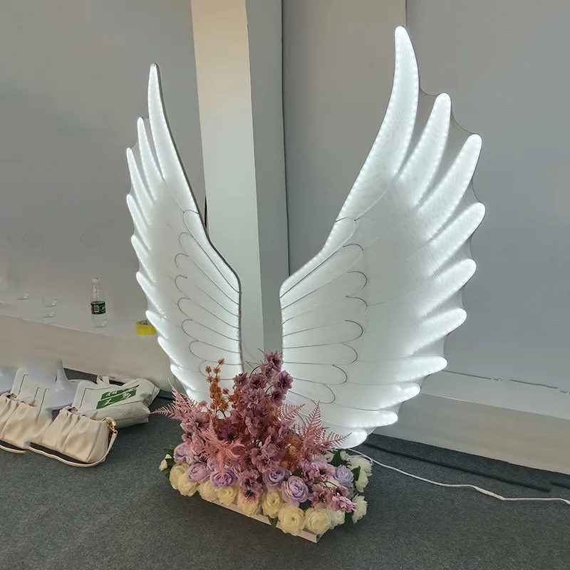 Upscale Wedding Decoration Arch Luminous Angel Wings Design Stand For Party Road Cited Stage Site Layout Ornament