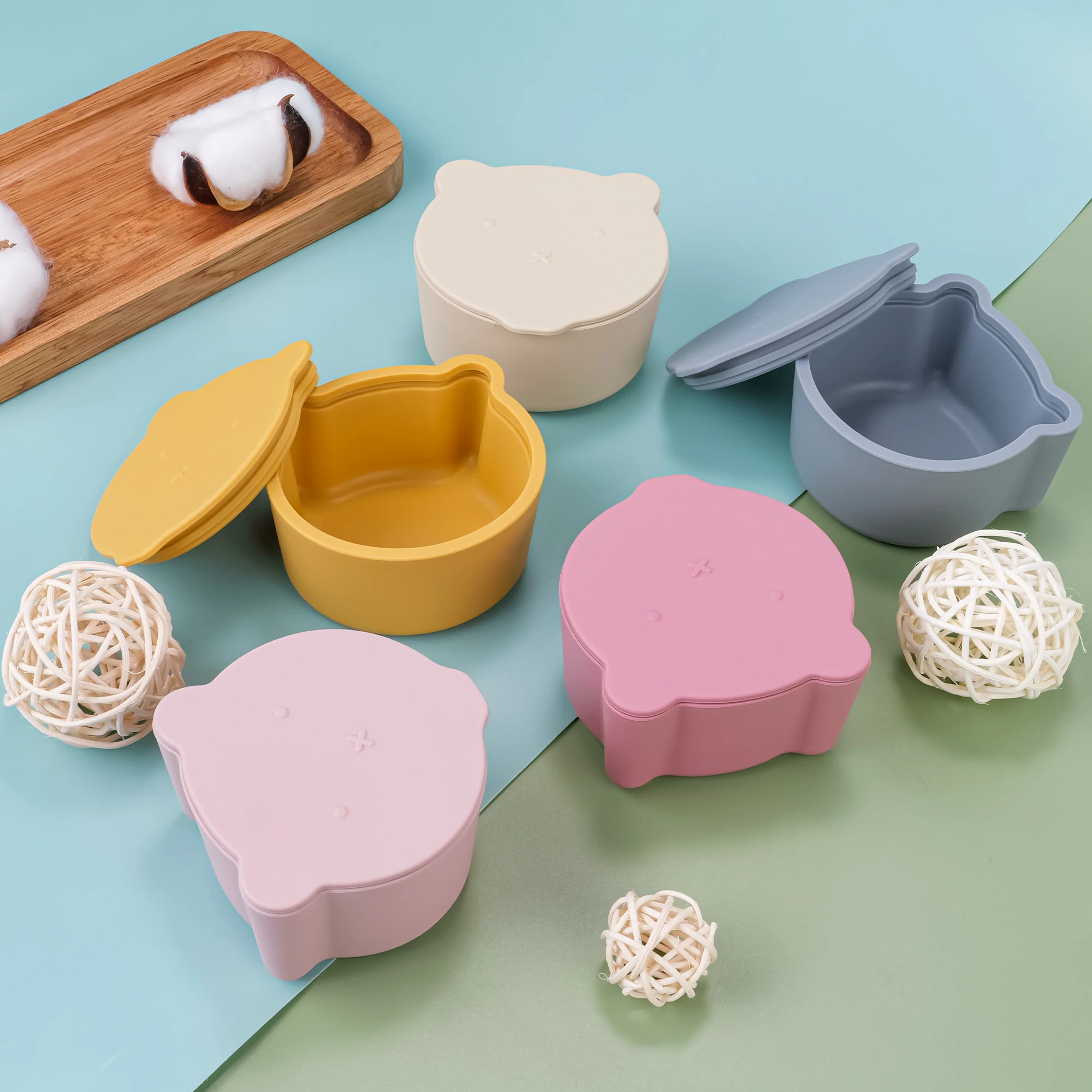 Baby Cartoon Silicone Shape Snack Cup Toddle Portable Food Storage Box Portable Snacks Container BPA Free Soft Lid Baby Stuf portable food storage box baby food storage containers