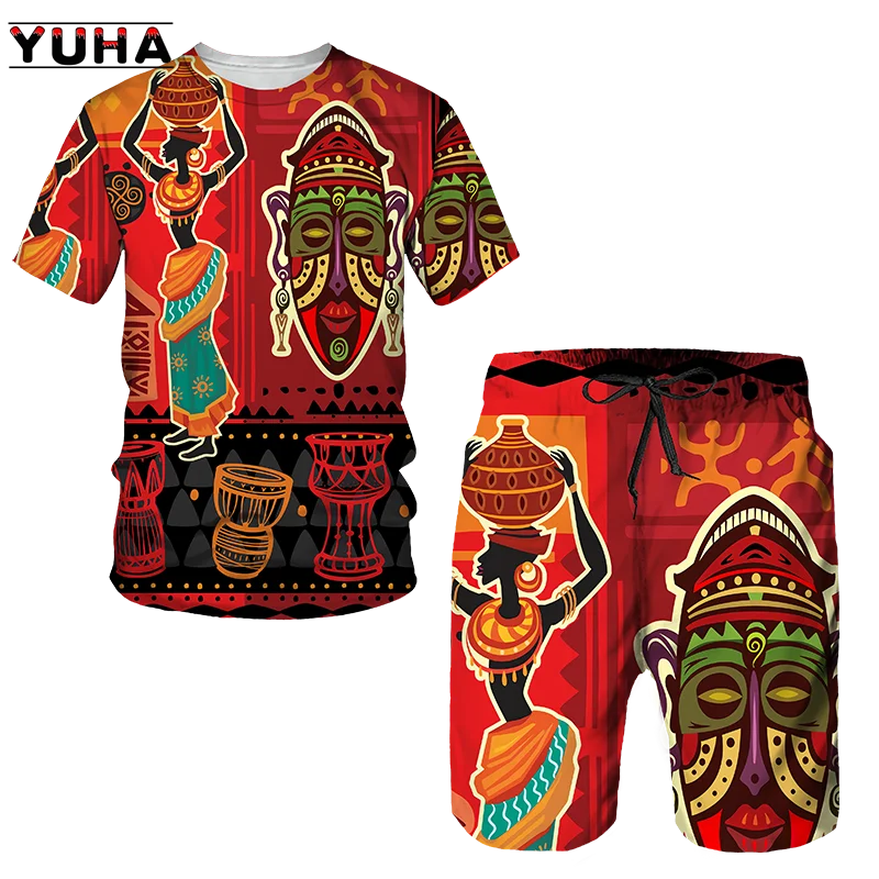 YUHA,Newest African Print Women's/Men's T-shirts Sets Africa Dashiki Men’s Tracksuit/Vintage Tops Sport And Leisure Summer Male newest african female print two piece set women men casual pullover hoodie pants suit ethnic style dashiki tribal couple clothes