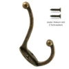 5PCS/Set Coat Hooks Wall Mounted Heavy Duty Dual Coat Rack Bronze Vintage Clothes Hanger With Screws for Door Coat Hook Bathroom 3
