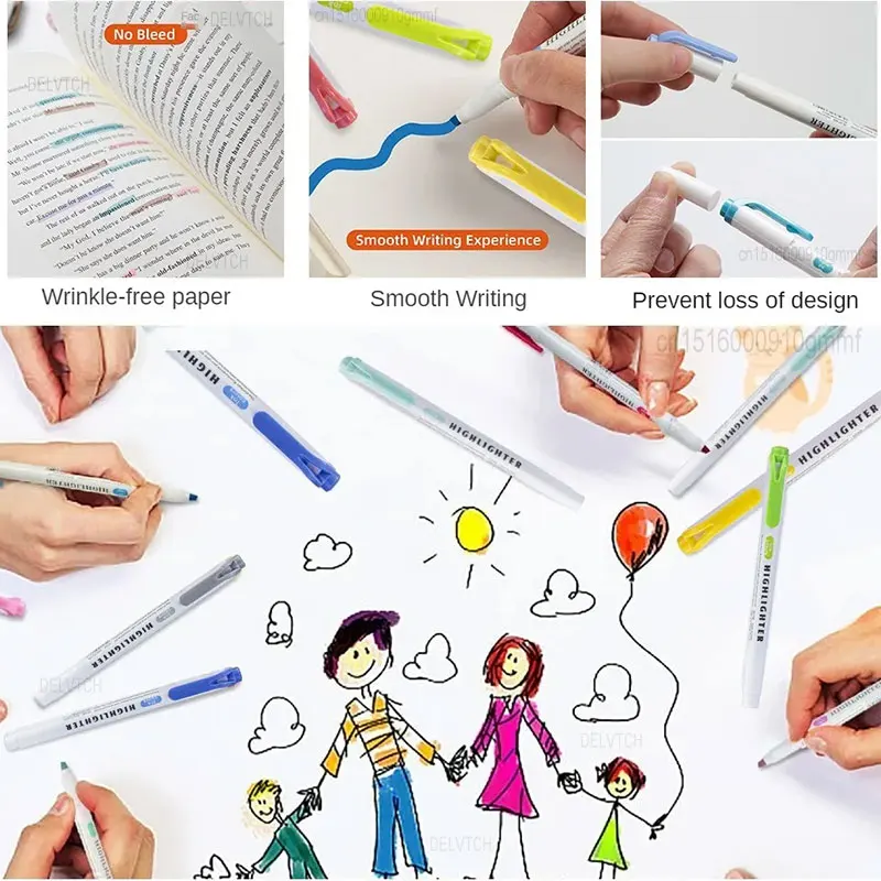 Pastel Highlighter Pen Dual Tip 1mm 4mm Soft Color Art Marker Double Head Drawing Fluorescent Pen 5/15/30Pcs Set Highlighter Pen Marker Pen Highlighter Marker Art Marker