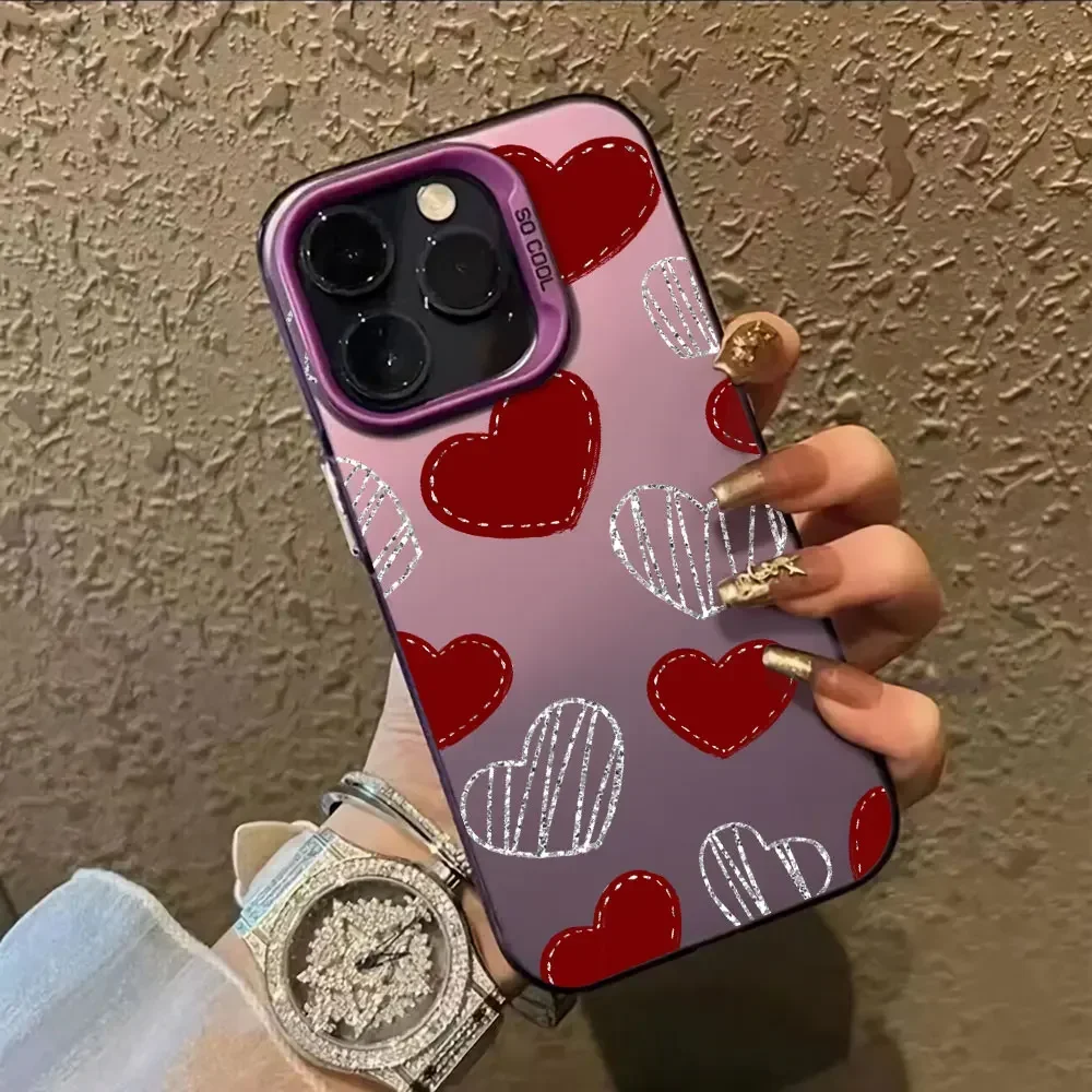 Red Love Heart Luxury Silver IMD Phone Case Cover s