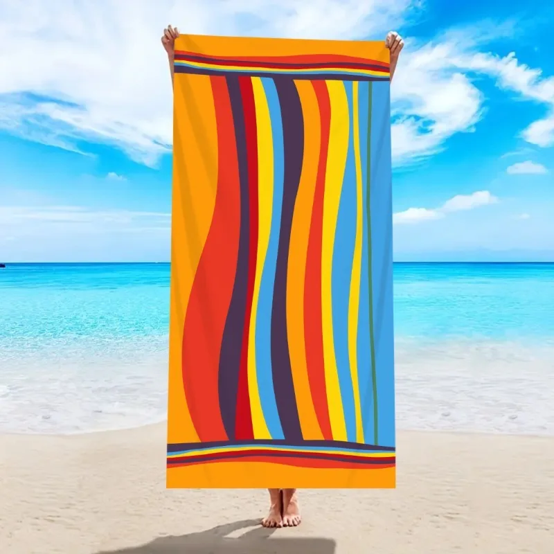 Colorful Wave Pattern Beach Towel Large Double Sized Bath Towel_voghion.com