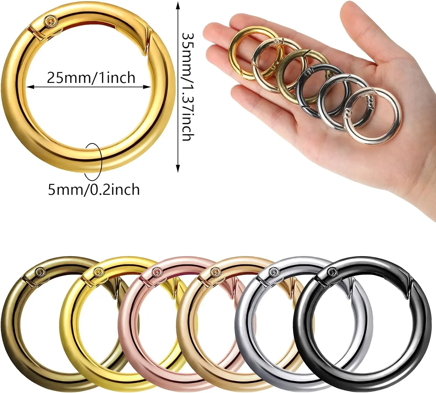 

10Pcs Circular Bag Buckle Metal Clasps Buckles Spring O Round Carabiner Snap Hook Spring Keyring DIY Jewelry Bag Accessories