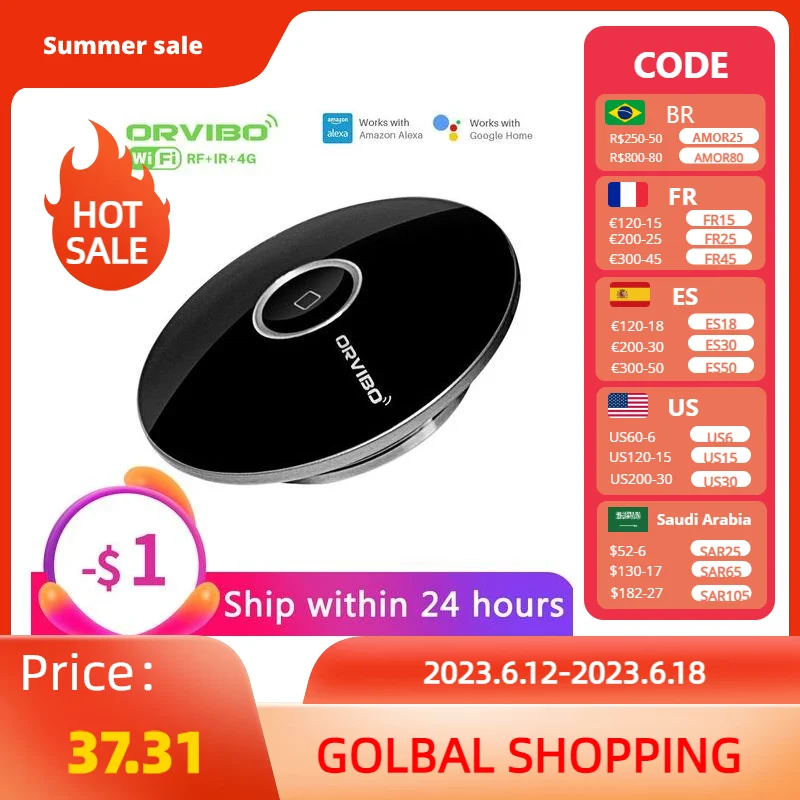 Orvibo Allone Pro Universal Smart WIFI IR RF Remote Controller 433MHz Works With Alexa Google