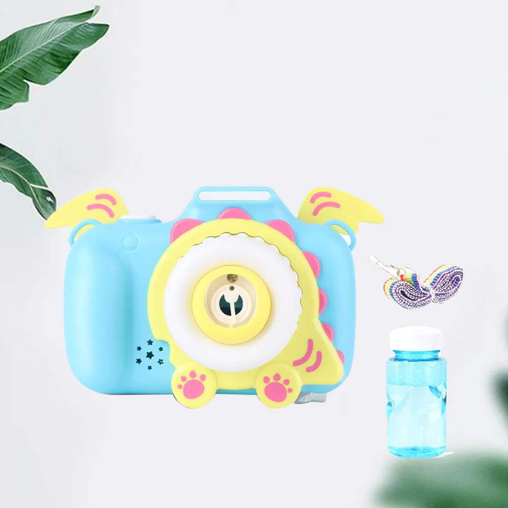1Pcs 공룡 카메라 버블 메이커 블루 자동 버블 송풍기 기계 어린이 라이트 음..