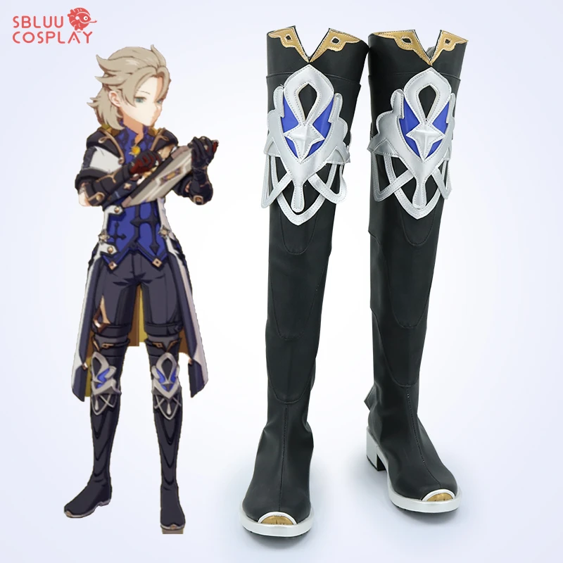 SBluuCosplay Genshin Impact Albedo Black Cosplay Shoes Boots Halloween Carnival Cosplay Costume Accessories Version 2