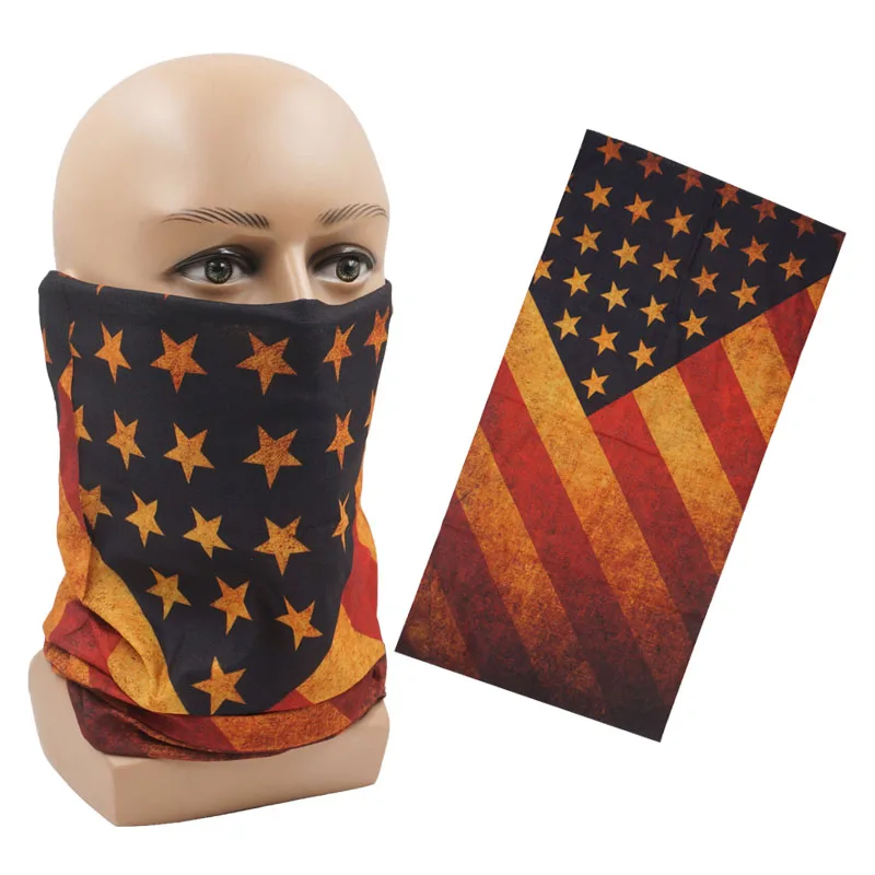 Vintage US Flag Bandannas Mask for Face Microfiber Shield American Style Neck Warmer Breathable Covering Gaitor Hiking Scarf 31