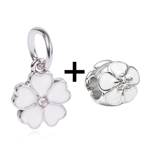 New Design White Heart Charm Beads Pendant Fit European Style Brand Bracelets Necklaces For Women Jewelry Making